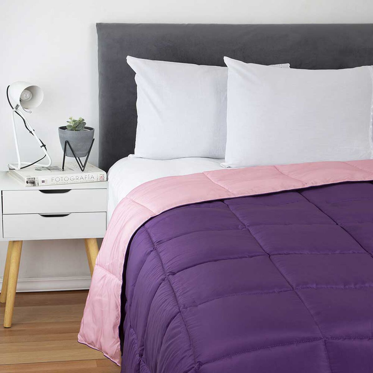 Plumón Bicolor Casanova 1,5 Plazas Mora Rosa