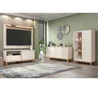Panel TV 65"" + Rack TV 55"" + Vitrina + Buffet Decocasa Mondrian Off White