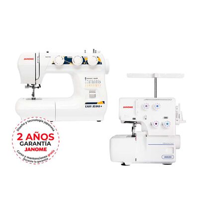 Combo Máquina de Coser Janome Easy Jeans + Overlock 8002D