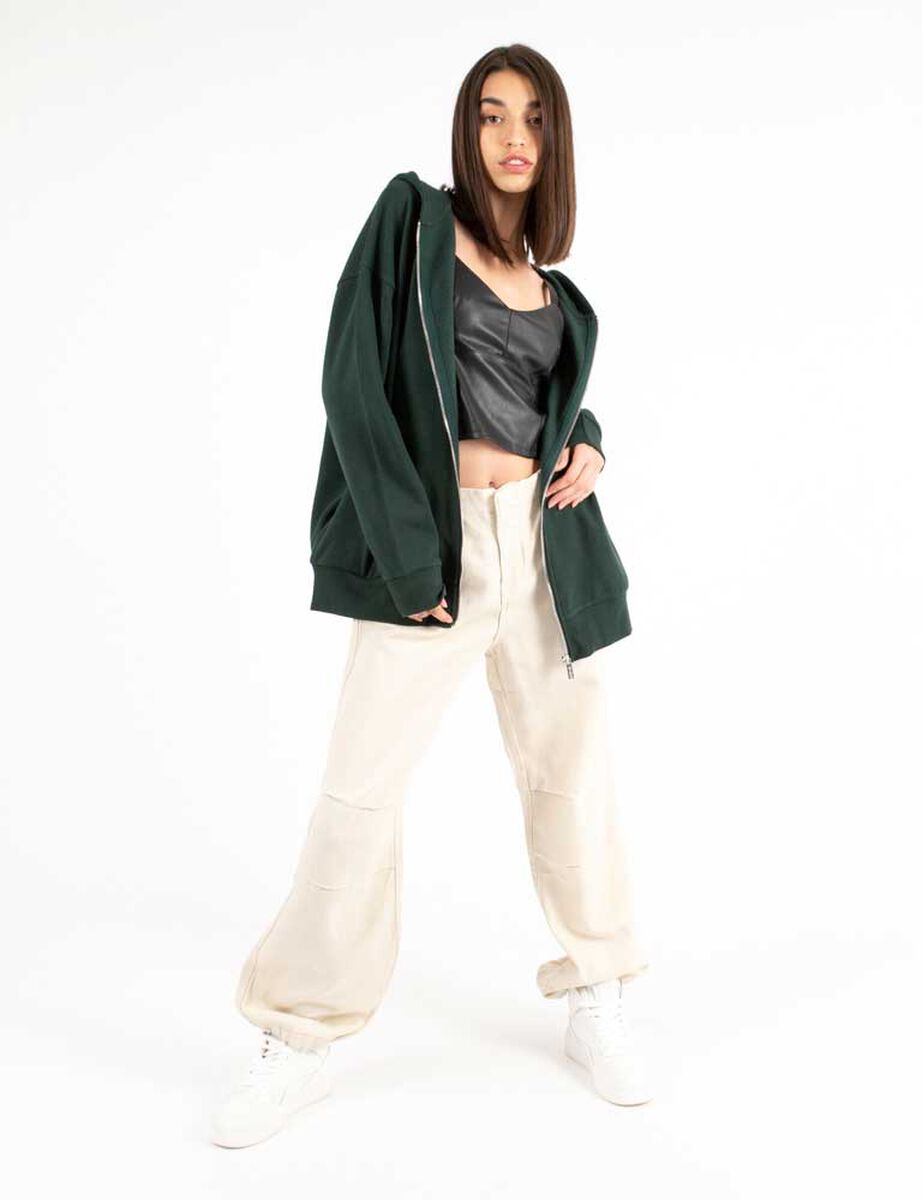 Polerón Estampado En Espalda Oversized Mujer Icono