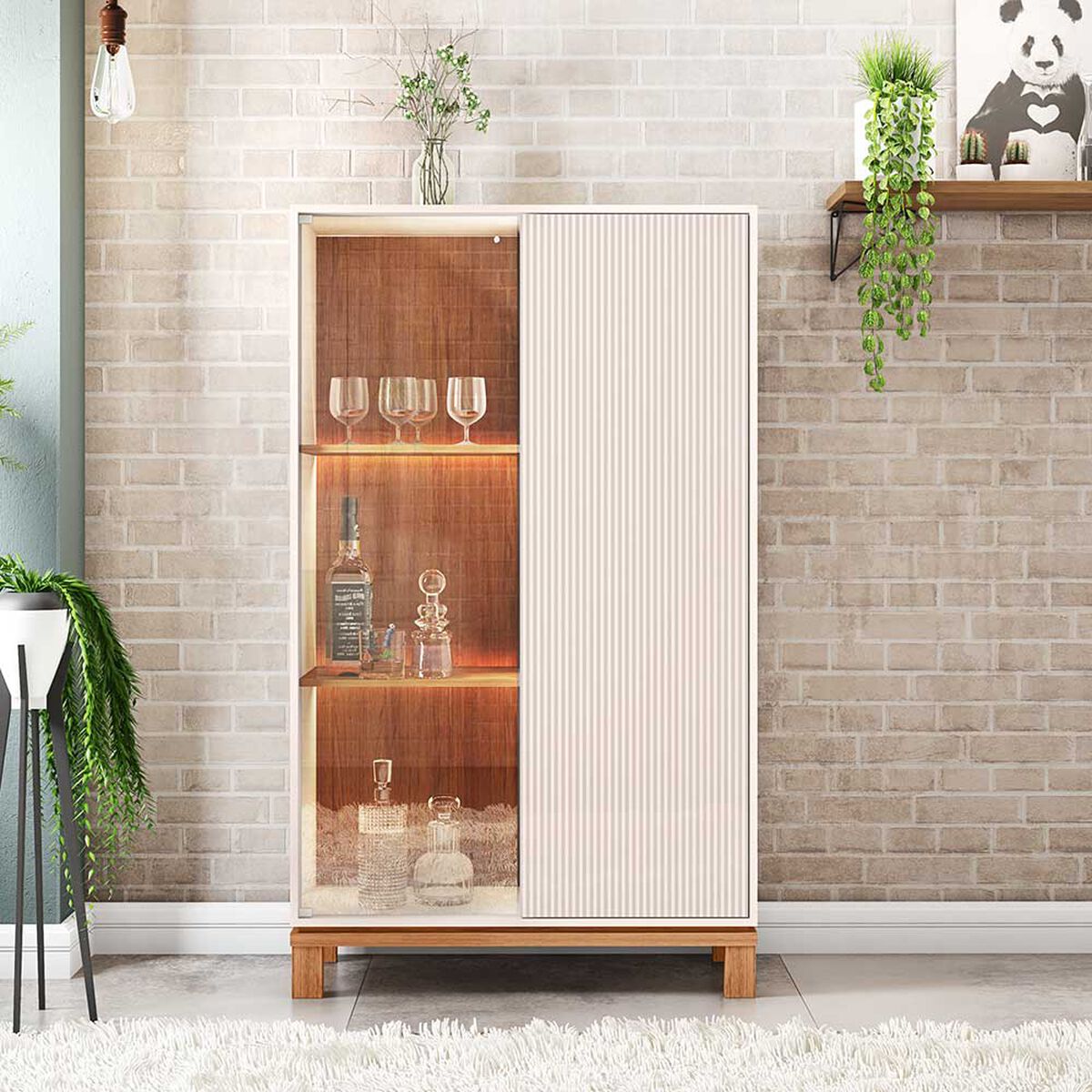Vitrina Decocasa Mondrian Off White Castaño