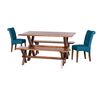 Juego de Comedor Latam Home Sevilla Oviedo 2 Sillas + 2 Bancas Velvet Azul Petr&oacute;leo
