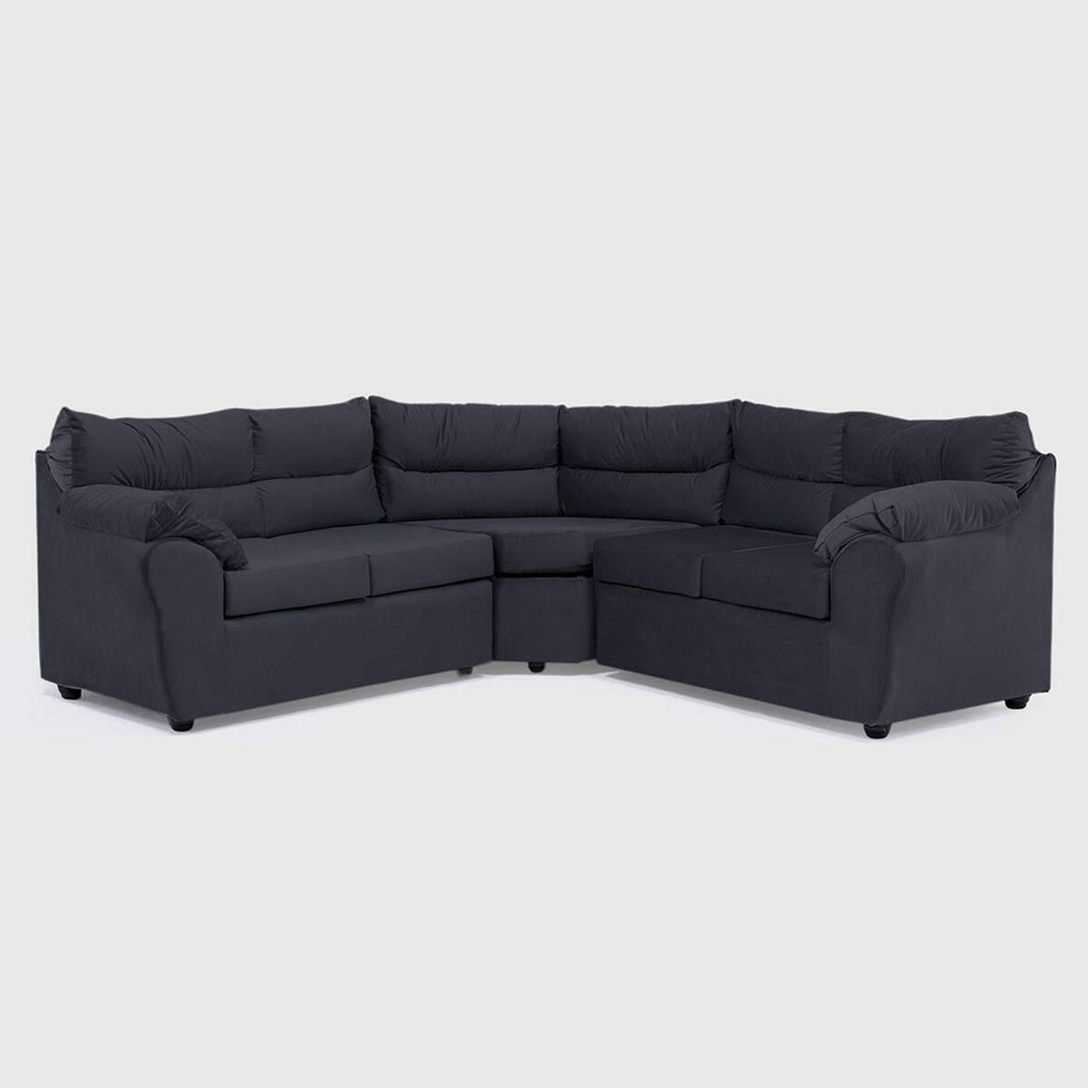 Seccional Muebles MPR Array&aacute;n 2-1-2 Cuerpos Felpa Negro