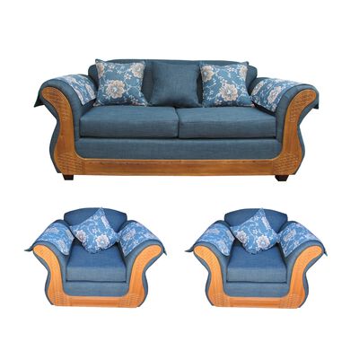 Juego de Living Almore Irlanda Sofá 2 Cuerpos + Dos Sillones 1 Cuerpo Azul