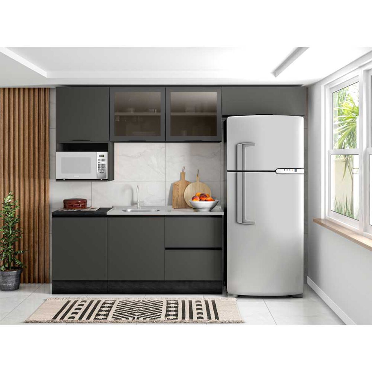 Mueble Aereo de Cocina para Microondas Home Mobili Etni 58 Grafito
