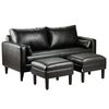 Juego de Living Bodevir Sky PU 00 Sofá 3 Cuerpos + Dos Pouf 1 Cuerpo Negro 