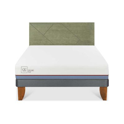 Cama Europea CIC 2 Plazas Excellence Plus + Respaldo Villarrica Olivo