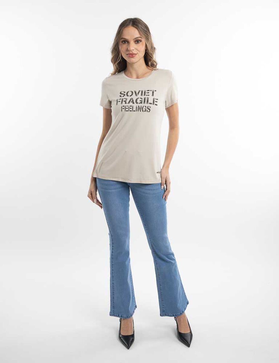 Polera Con Estampado Manga Corta Mujer Soviet