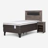 Cama Europea Rosen 1 Plaza New Style 4 Plus + Respaldo Ferrera Gris + Velador