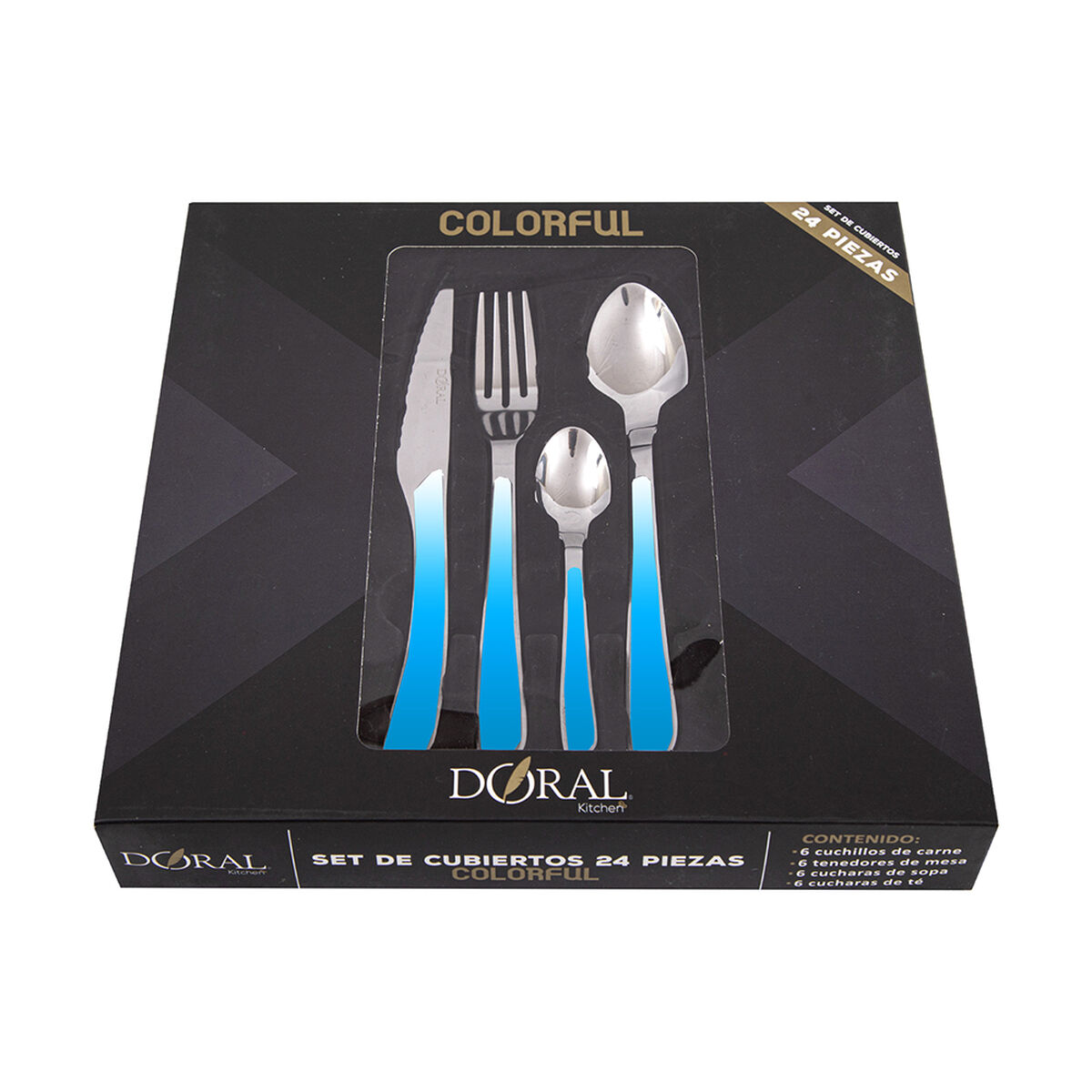 Juego de Cuchillería Doral Colorful 24 Piezas Azul