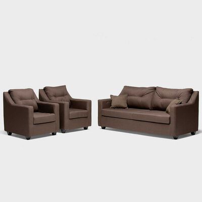 Juego de Living Almore Noruega Sofá 3 Cuerpos + Dos Sillones 1 Cuerpo Café