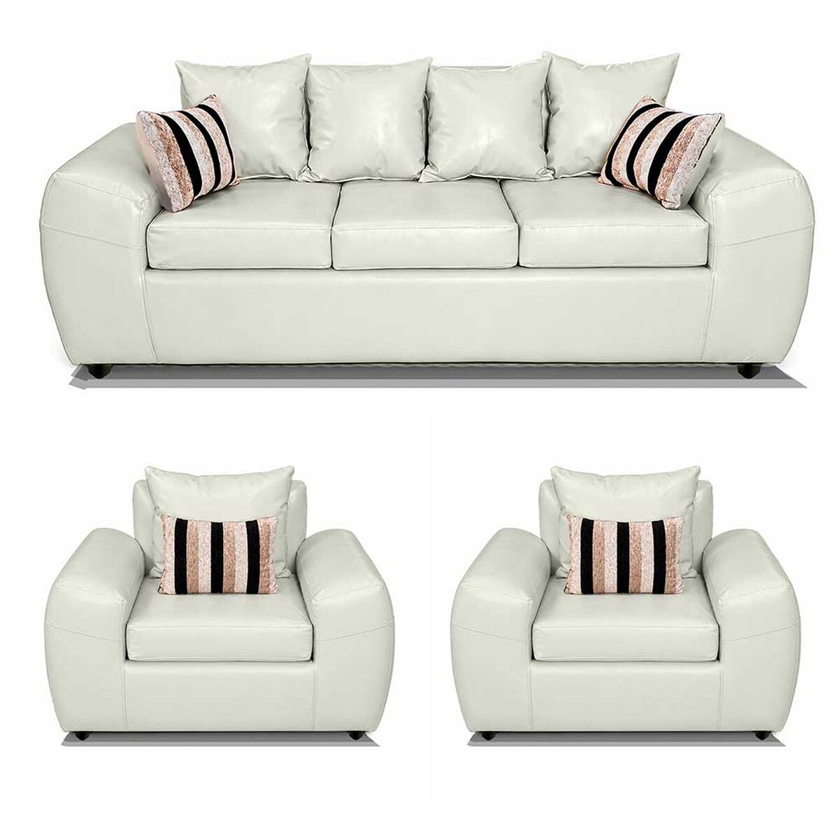 Juego de Living Elegant Detail New Houston 3-1-1 Cuerpos Blanco