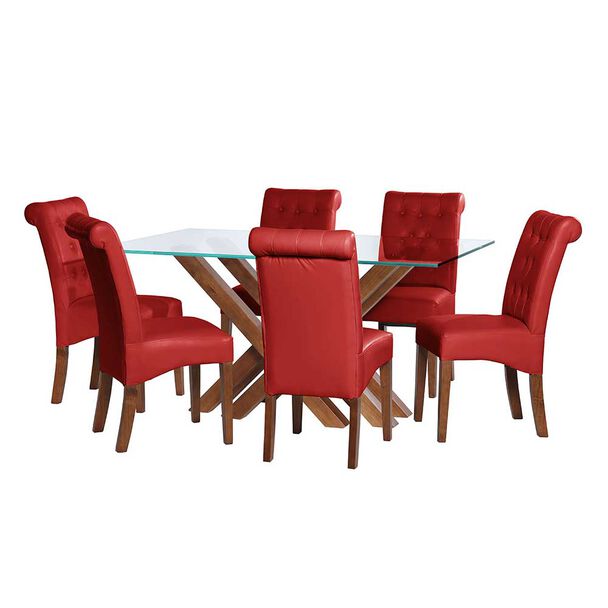 Juego de Comedor Latam Home Merida 6 Sillas Rojo