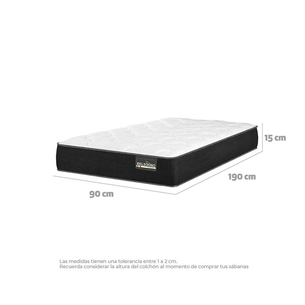 Colchón Belsogno 1 Plaza Lite Black