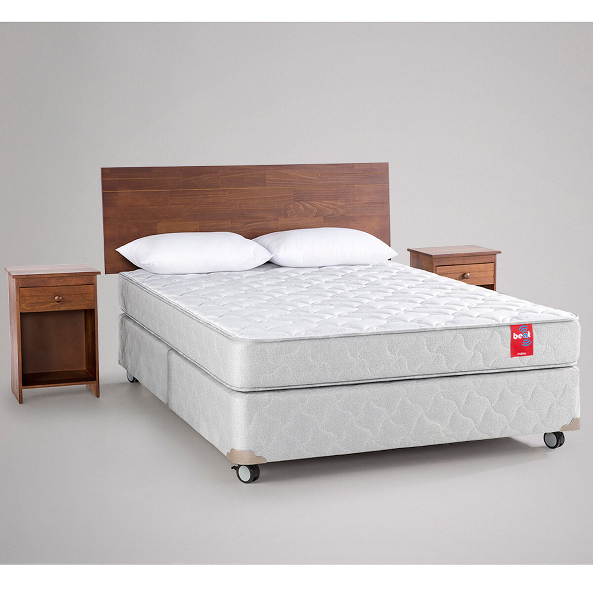 Cama Americana 2 Plazas Rosen Beat+Set Tabor+Almohada