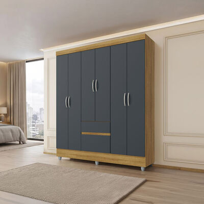 Closet Vekkahome Americano 6 Puertas 2 Cajones Gris