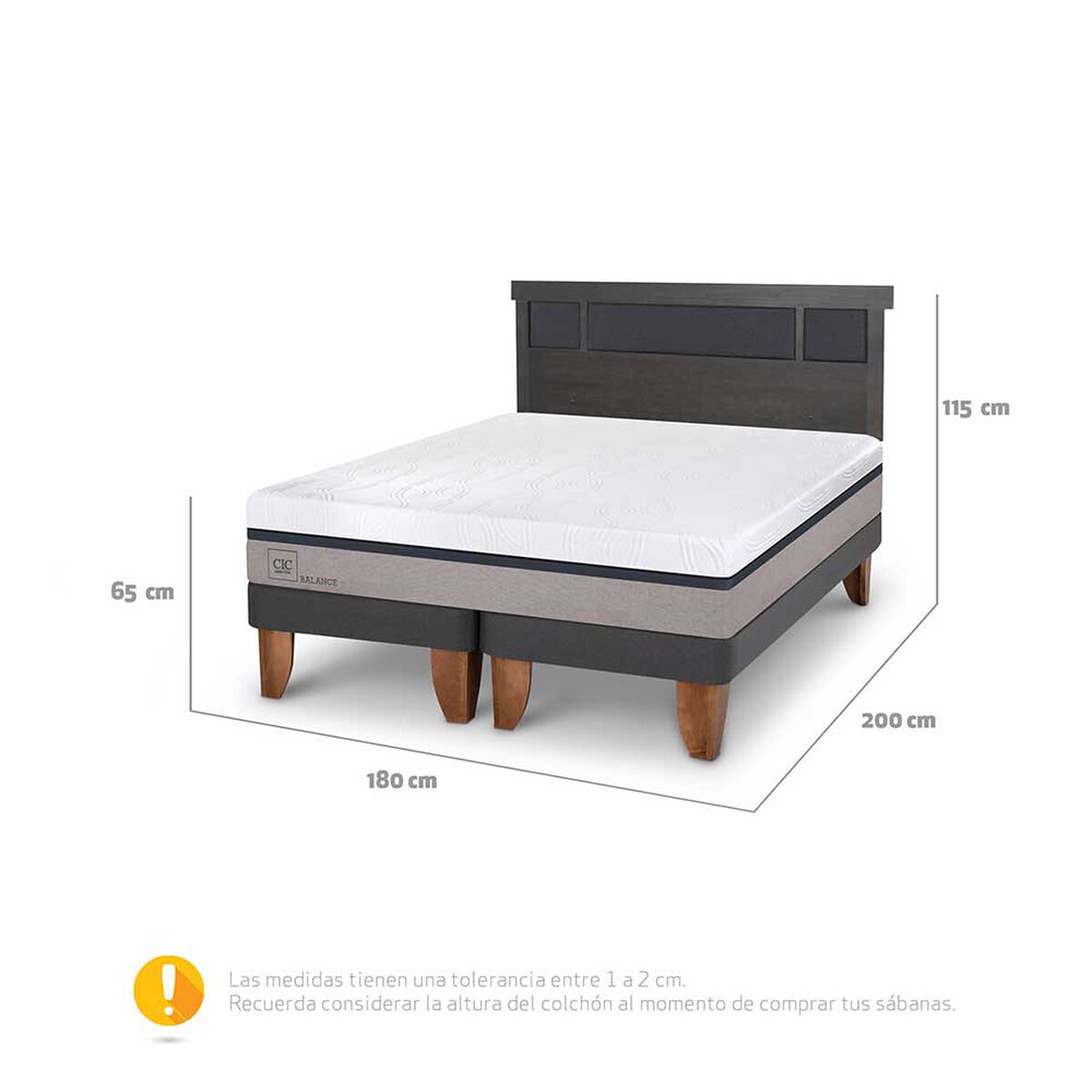 Cama Europea CIC Base Normal King Balance + Respaldo Dublin