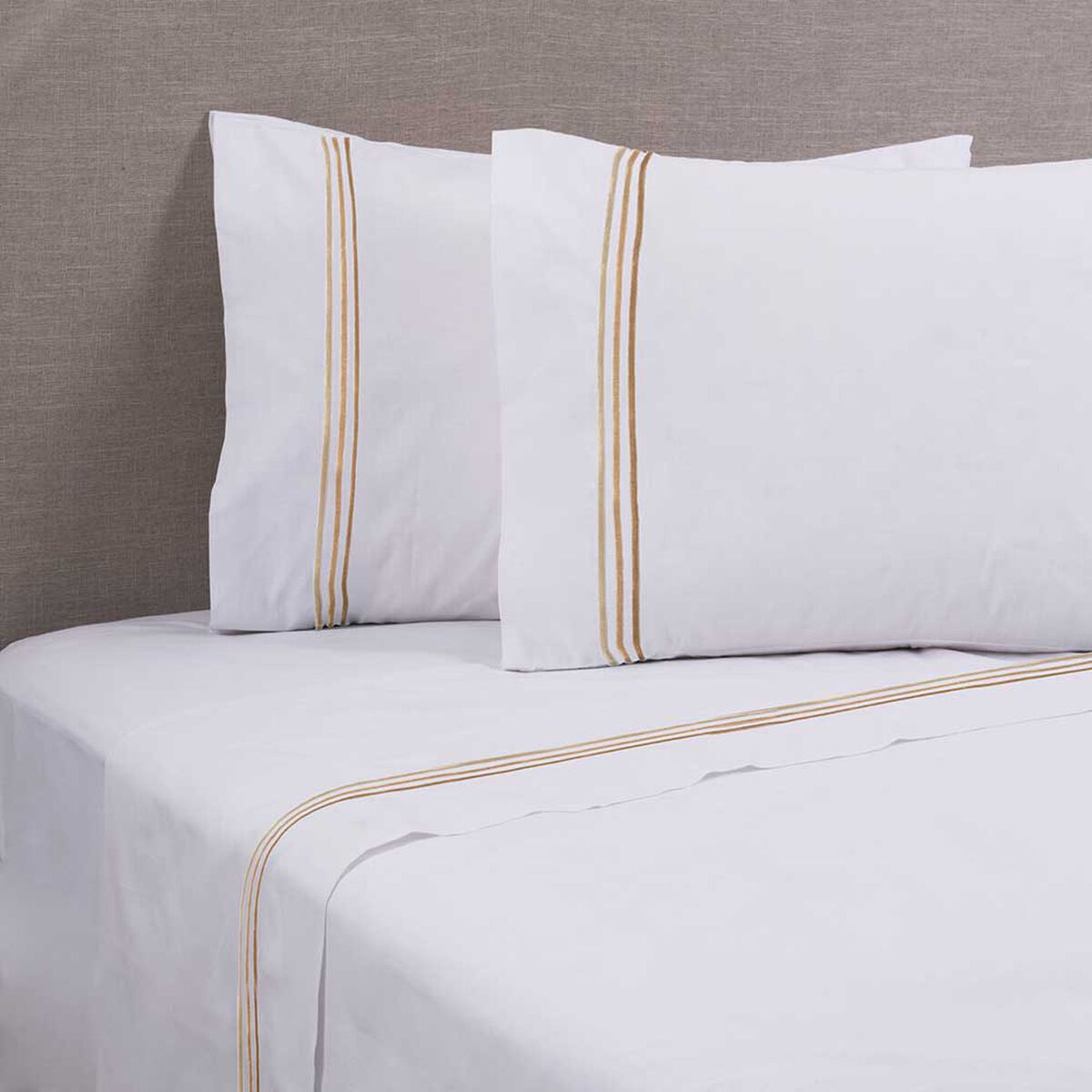 Juego de Sábanas Mashini 144 Hilos King Line Beige