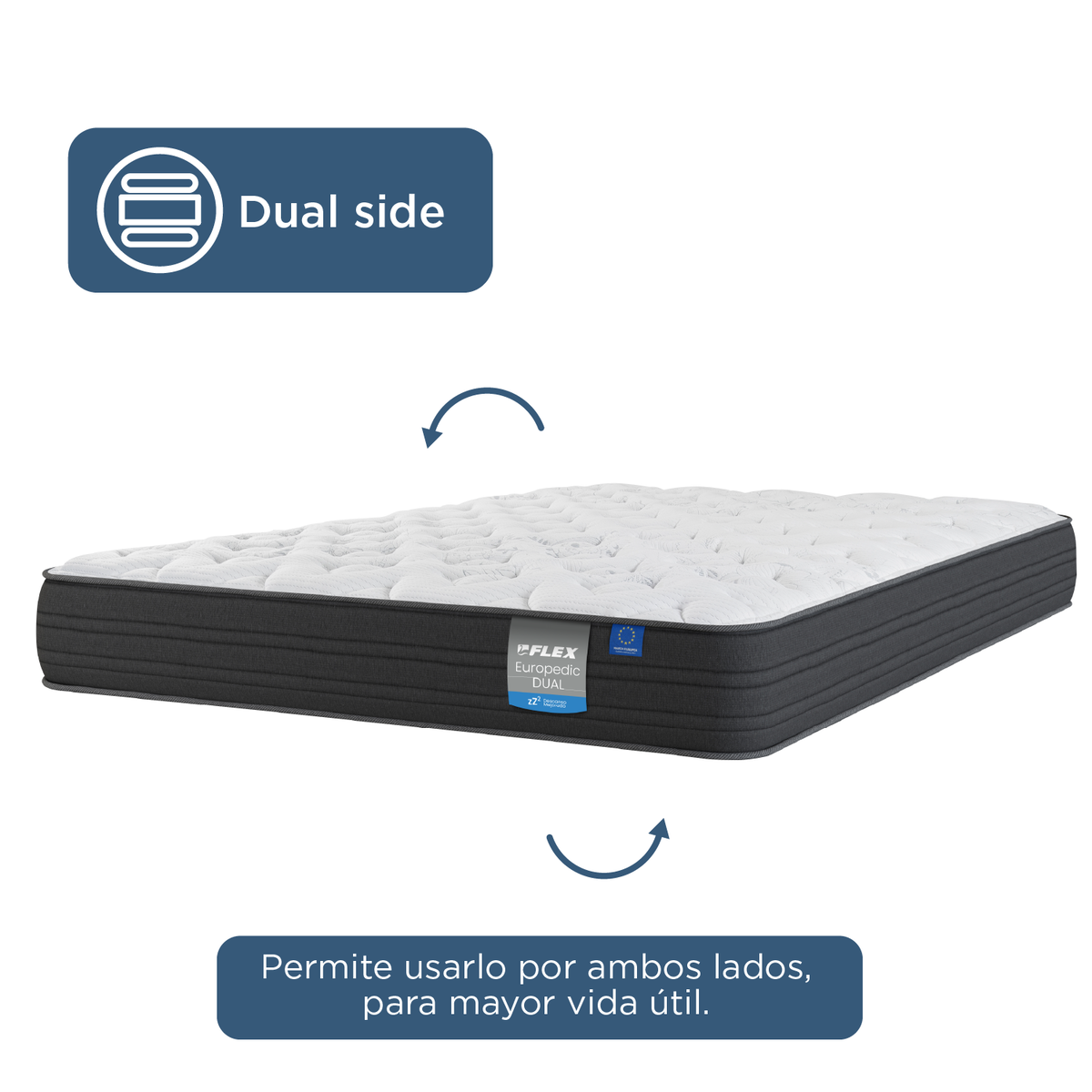 Cama Europea Flex 1.5 Plazas Europedic Dual + Almohada Royal