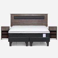 Combo Cama Europea Rosen King New Style 6 BD + Respaldo y Veladores Ferrara