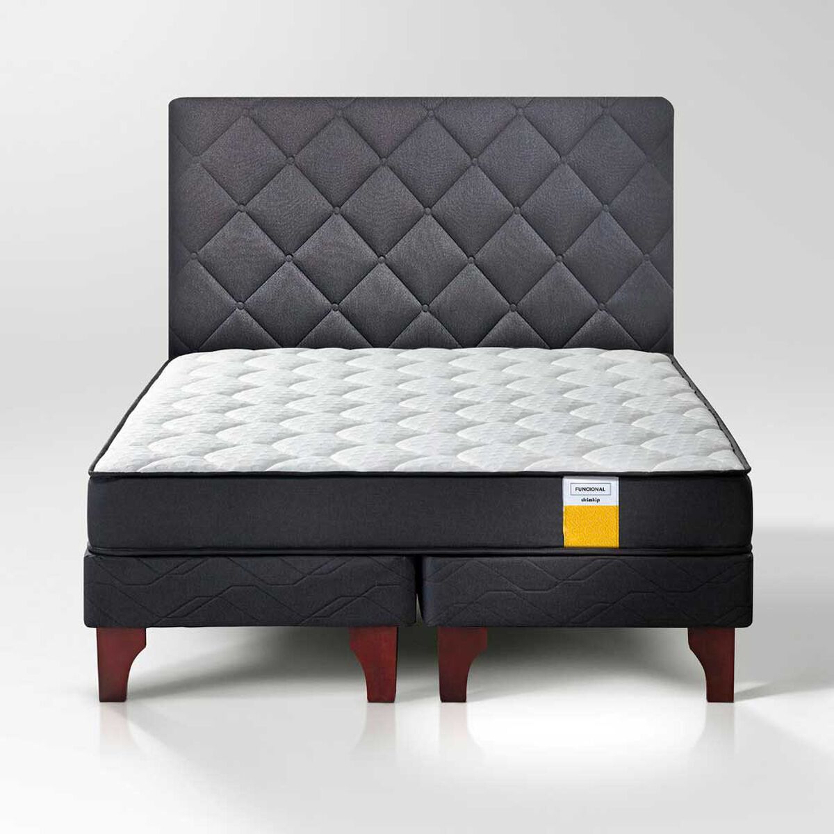 Cama Europea Drimkip King Funcional + Respaldo Rombos King