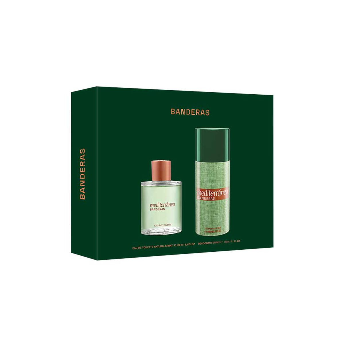 Set Perfume Antonio Banderas Hombre Mediterr&aacute;neo Eau de Toilette 100 ml + 24h Desodorante Spray 150 ml