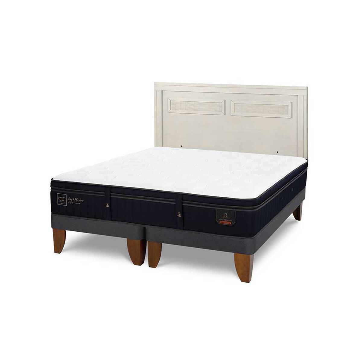 Cama Europea CIC Base Dividida 2 Plazas S&uacute;per Premium + Respaldo Milan Alpino