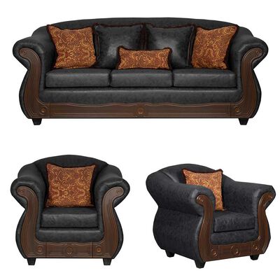 Juego de Living Black Factory Estambul 5 Cuerpos Negro