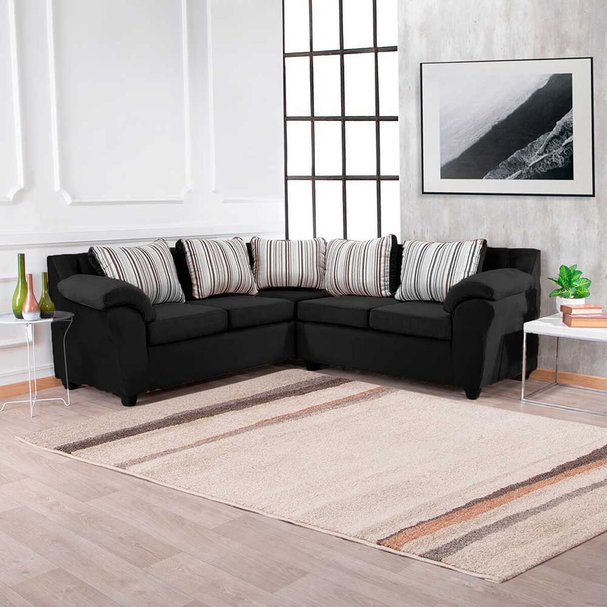 Sof&aacute; Seccional Muebles MPR Cattaleya 5 Negro