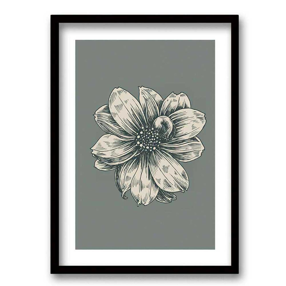 Cuadro Decorativo Retela Flower Gray 40 x 30 cm