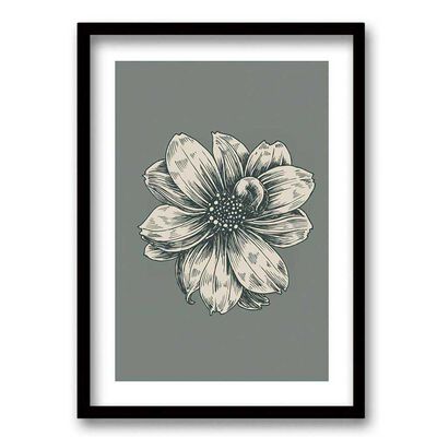 Cuadro Decorativo Retela Flower Gray 40 x 30 cm