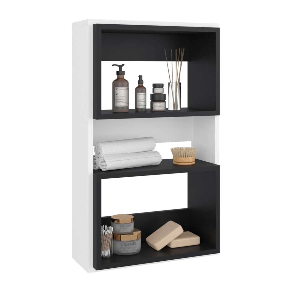 Mueble Auxilar Muro Baño Tuhome Eco Blanco y Wengue 