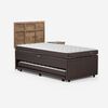 Bed Boxet Rosen 1,5 Plazas Ergo T + Respaldo + Velador Robin Tostado