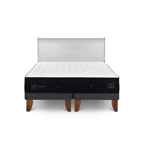 Cama Europea CIC Base Dividida King Súper Premium + Respaldo Miro Alpino