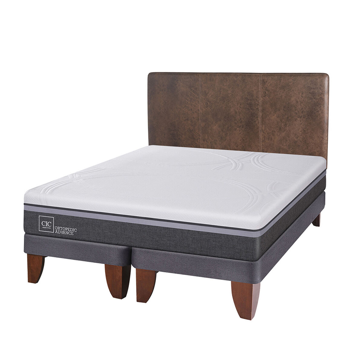 Cama Europea CIC Base Dividida King Ortopedic Advance + Respaldo Baker