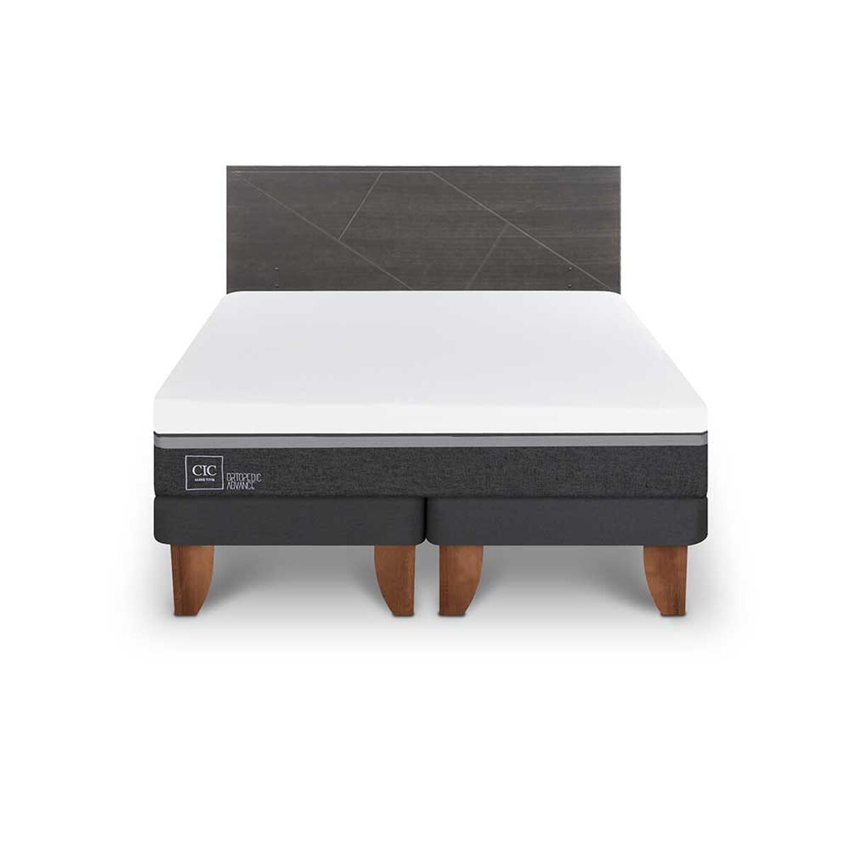 Cama Europea CIC Base Dividida 2 Plazas Ortopedic + Respaldo Munich