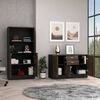 Combo Gabinete 2 Puertas + Biblioteca 2 Puertas TuHome Home Office Negro Soft-Co&ntilde;ac