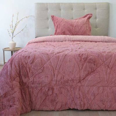 Cubrecama Doral 1,5 Plazas Jacquard Liso Rosa
