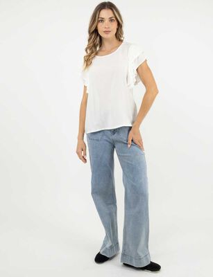 Imagen 2 del producto Polera Manga Corta Vuelos Mujer Zibel Blanco, Negro, Print-1