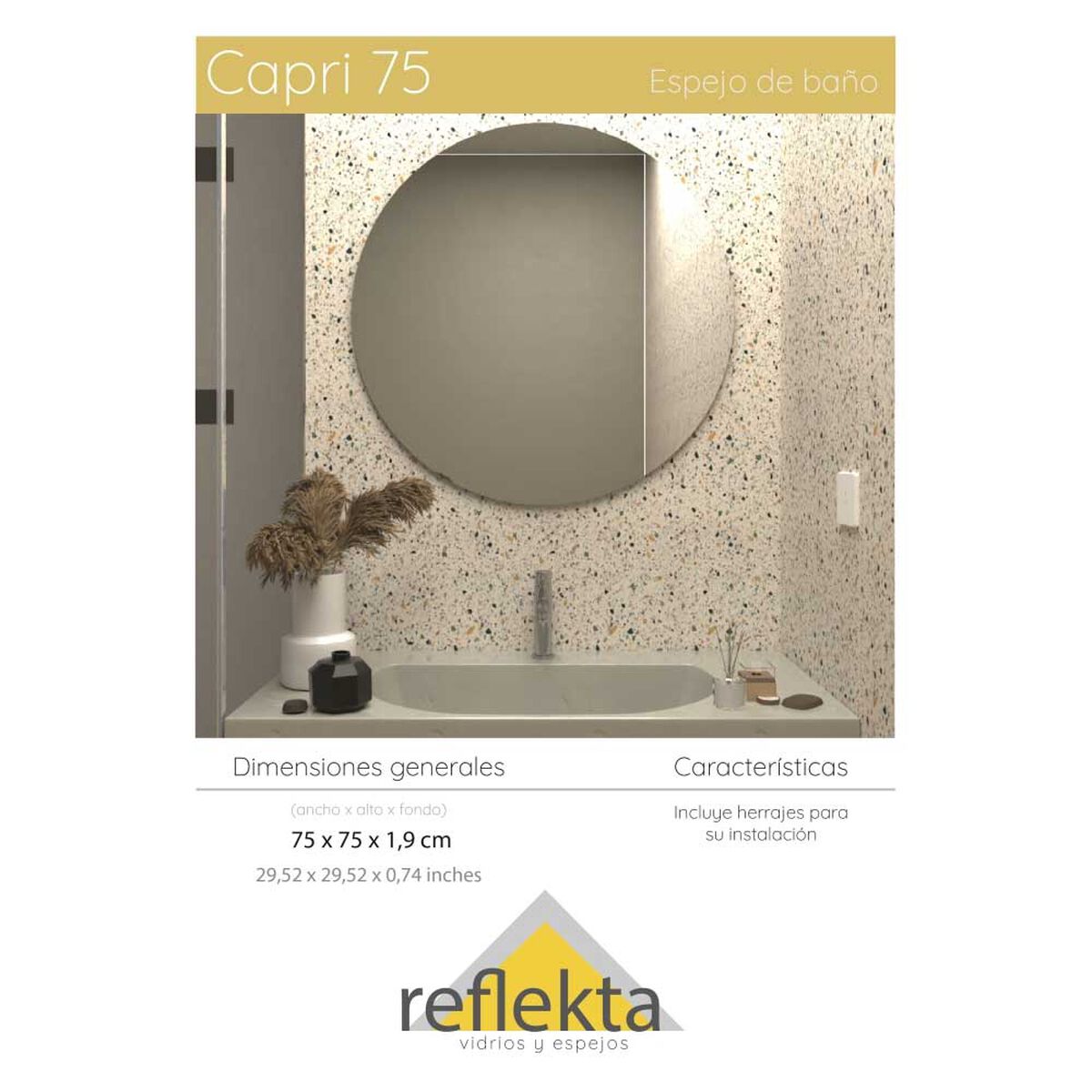 Espejo de Vidrio TuHome Capri 75 x 75 cm