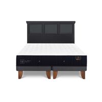 Cama Europea CIC Base Dividida 2 Plazas Premium + Respaldo Torino Negro