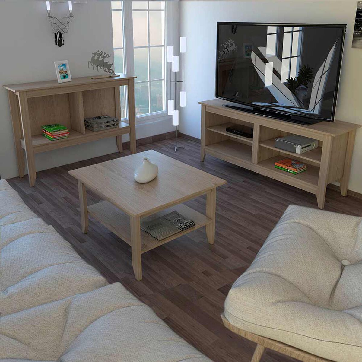 Rack TV + Arrimo + Mesa de Centro TuHome Essential