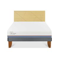 Cama Europea CIC 2 Plazas Excellence Plus + Respaldo Villarrica Mostaza