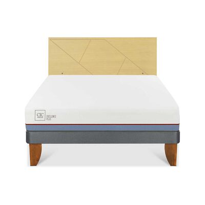 Imagen 1 del producto Cama Europea CIC 2 Plazas Excellence Plus + Respaldo Villarrica Mostaza