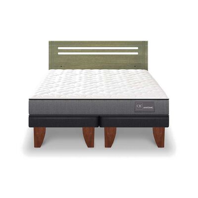 Cama Europea CIC Base Dividida 2 Plazas Anatomic + Respaldo Munich Olivo