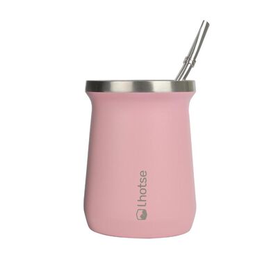 Mate Acero Inoxidable con Bombilla Lhotse Rosa Claro