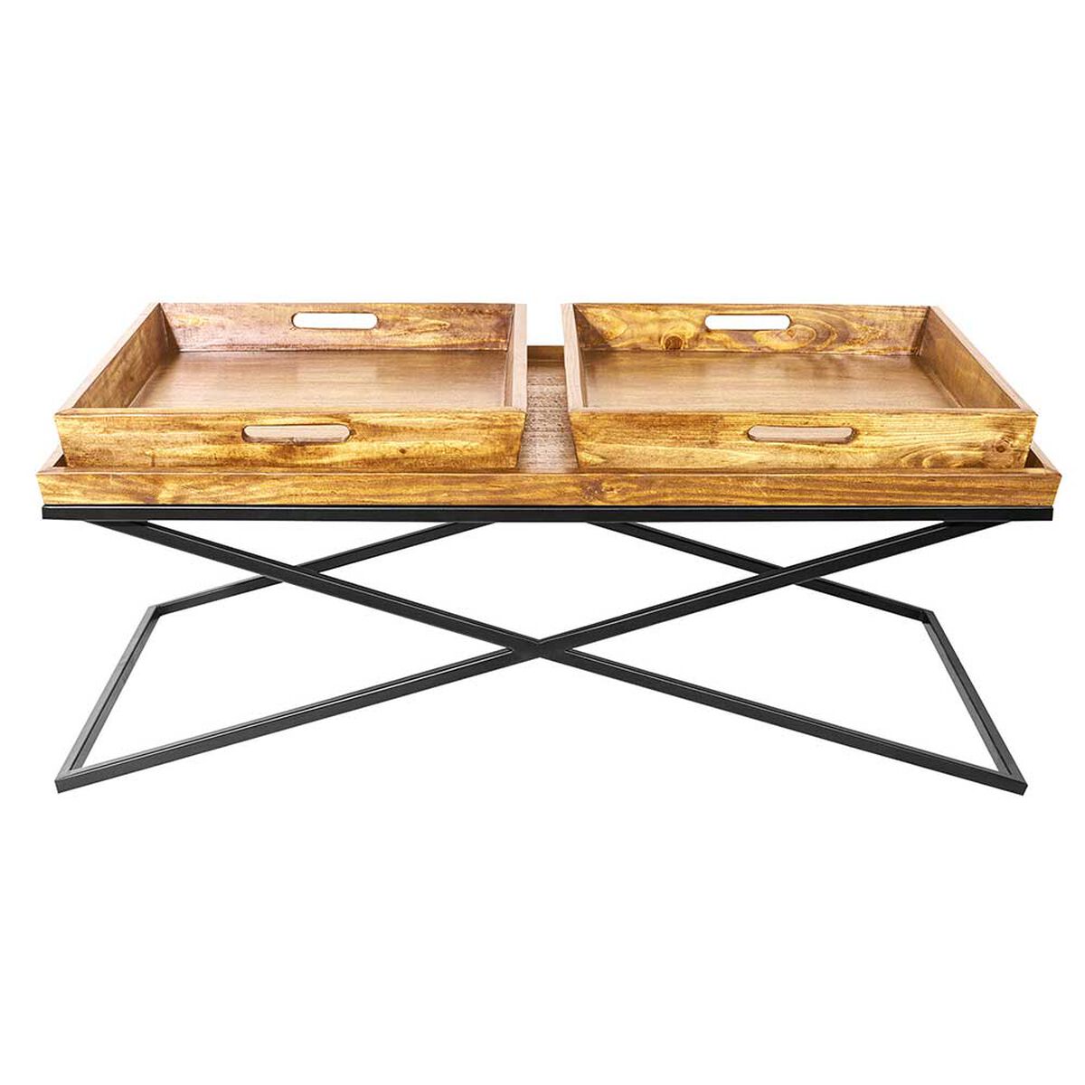 Mesa de Centro Innovamuebles Monarca 2 Bandejas Nogal Claro