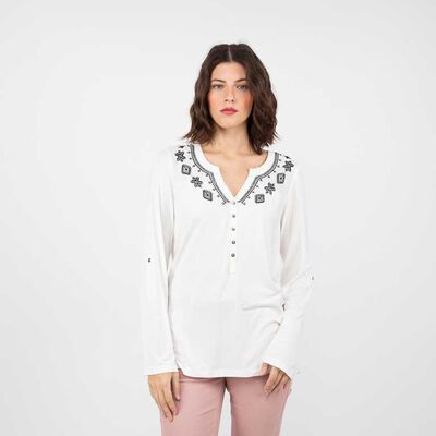 Polera Manga Larga Apliques Mujer Alma