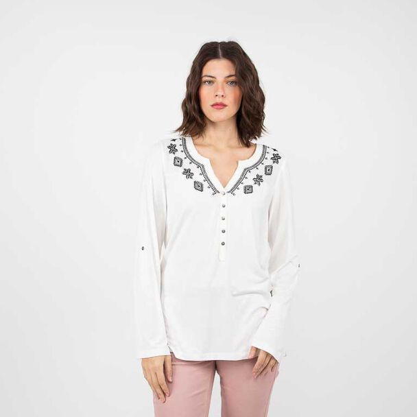 Polera Manga Larga Apliques Mujer Alma