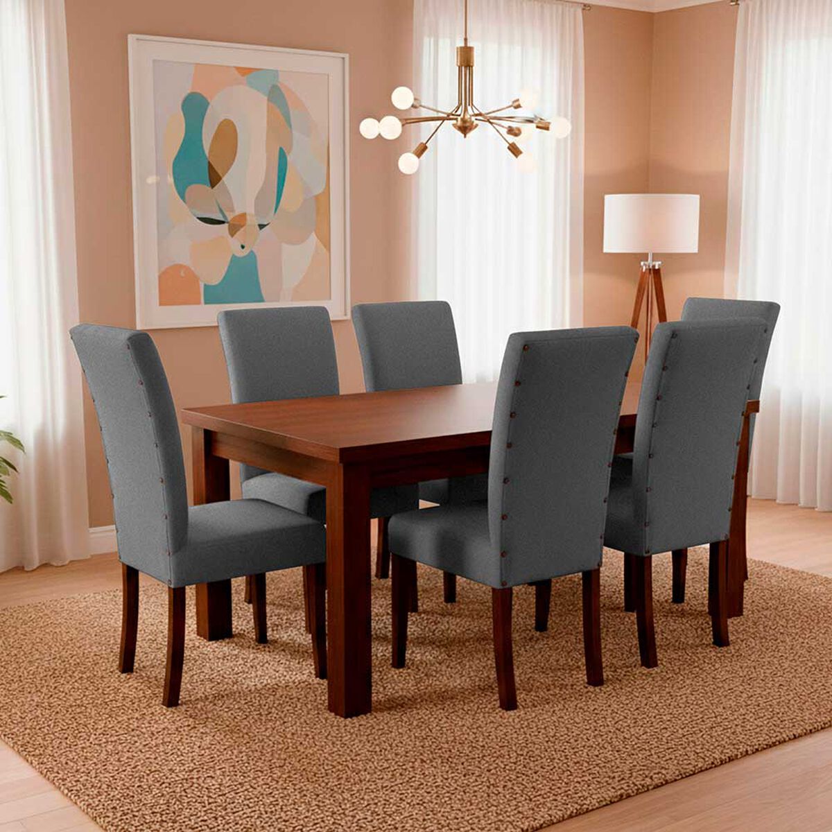 Juego de Comedor Living Factory Teka 6 Sillas Gris